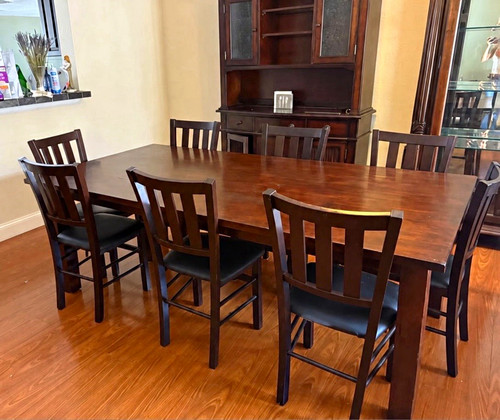 Piece rectangular dark wood - 8-piece,