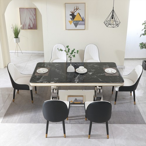 Pieces black dining table - 9,