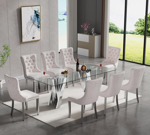 Piece glass dining table - dining, set
