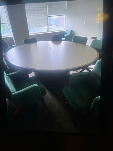 Round white dining table - dining,